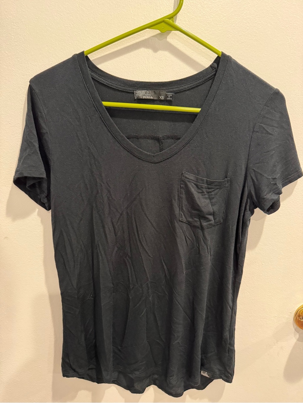 Prana Black V-Neck Pocket Tee
